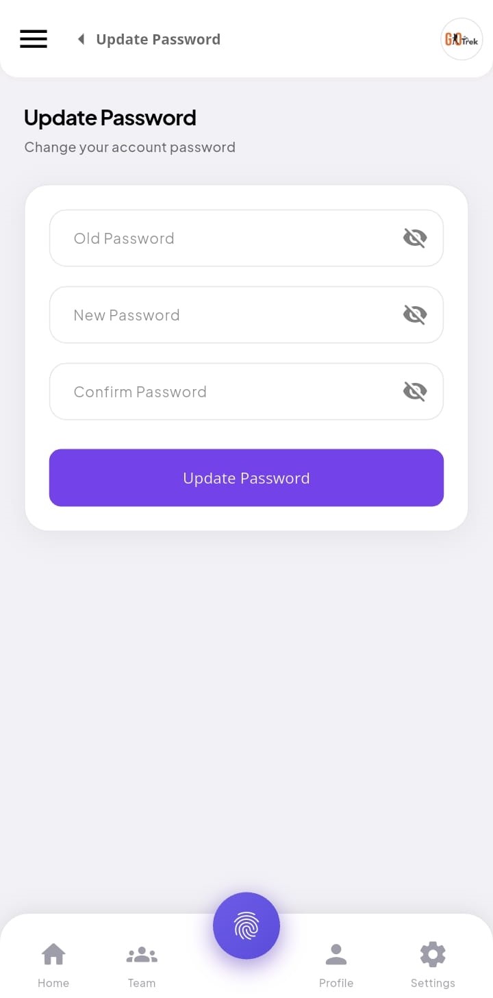 PayrollX employee app change password screen